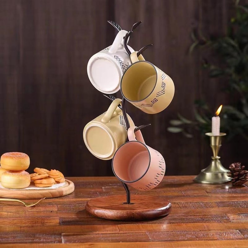 NBUOON Coffee Mug Holder Tree Rack for Counter,Leaf Shaped Tea Cup Mug Holder Stand for Countertop,Perfect Coffee Bar Accessory & Kitchen Home Organizer Black - Image 4